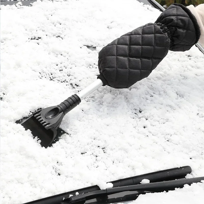 Winter Car with Protective Cover Retractable Snow Shovel Plush GlovesCar Use De Icing Snow 