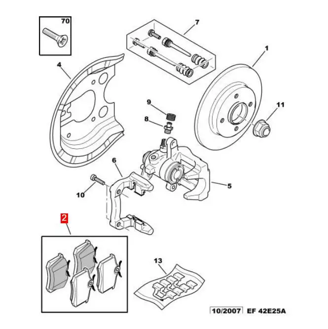 Original rear brake pads 425467 1608520380 1611456380 1623180580 for Peugeot 307 Citroen C4 Picasso