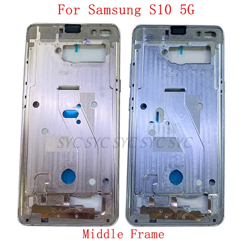 Panneau de plaque de lunette LCD pour Samsung S10 5G G977, boîtier de cadre moyen, pièces de réparation de cadre LCD en métal de téléphone