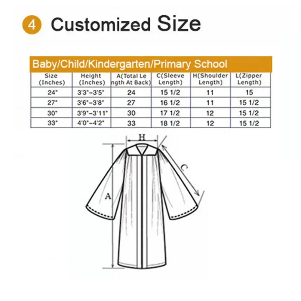 3 Pcs/Set Children Graduation Apparel,Tassel Hat And Shawl,Long Sleeve V Neck Kids Zipper Closure,Kindergarten Graduation Attire