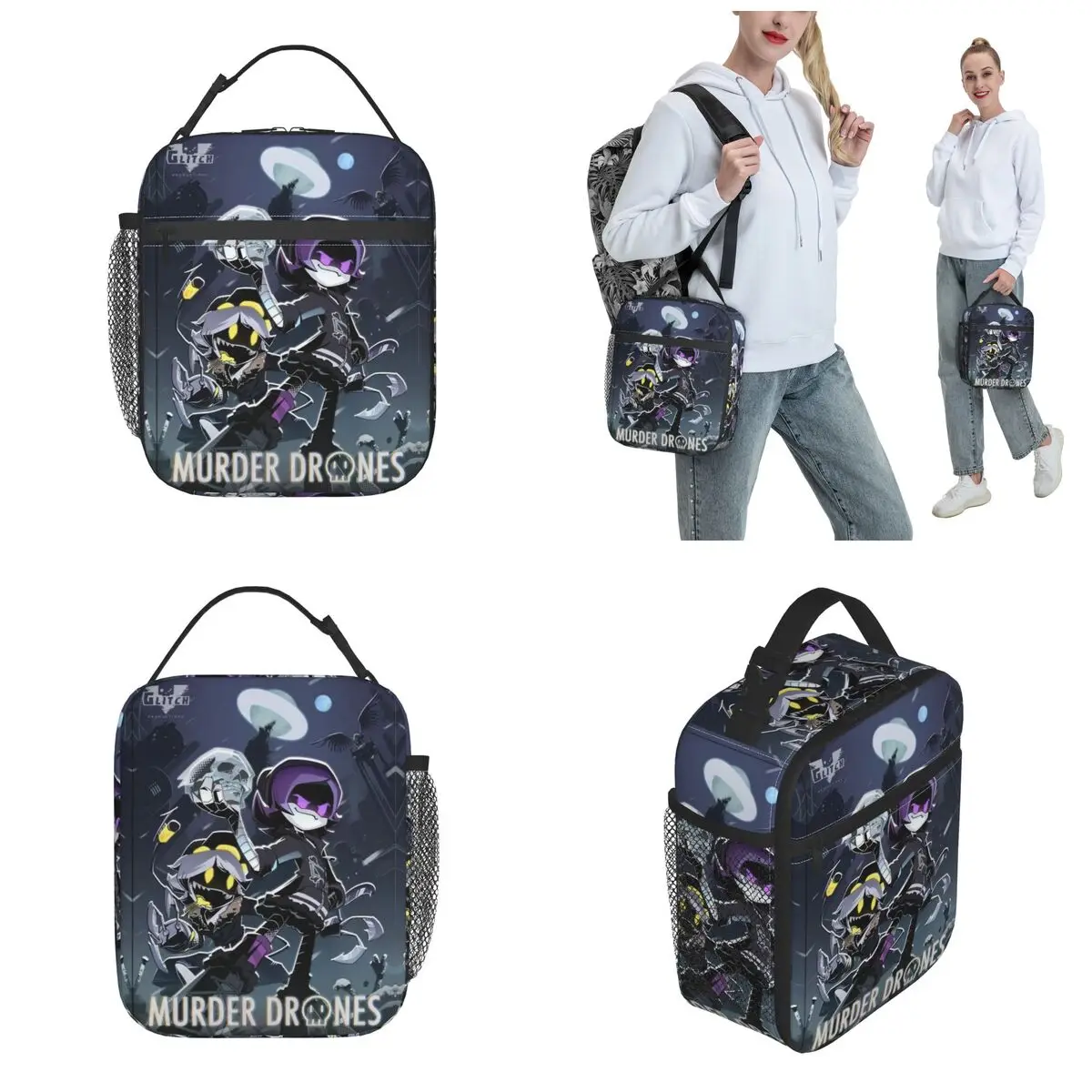 Robot Murder Drones Insulated Lunch Bag Cooler Bag Meal Container Uzi Doorman Horror High Capacity Lunch Box Tote Office Travel 3