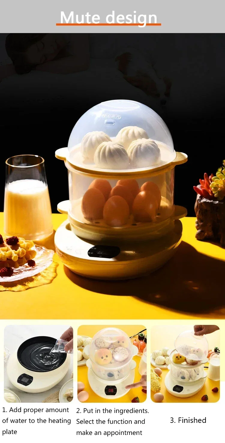 Description Picture 6 of itemElectric Food Steamer Heater Egg Boiler Custard Egg Cooker Omelette Steak Maker Breakfast Cooking Machine Frying Pan 220V