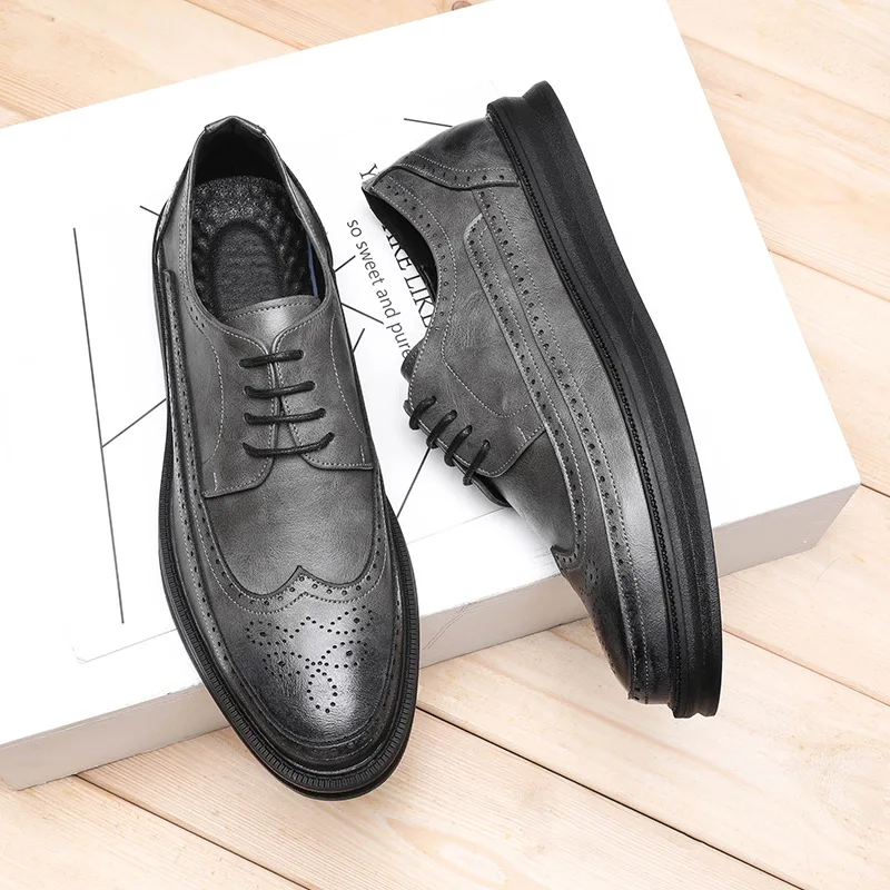 Oxford Shoes For Men Fashion Brogue Shoes Men's Leather Formal Dress Comfortable Office Mens Wedding Party Male Shoe