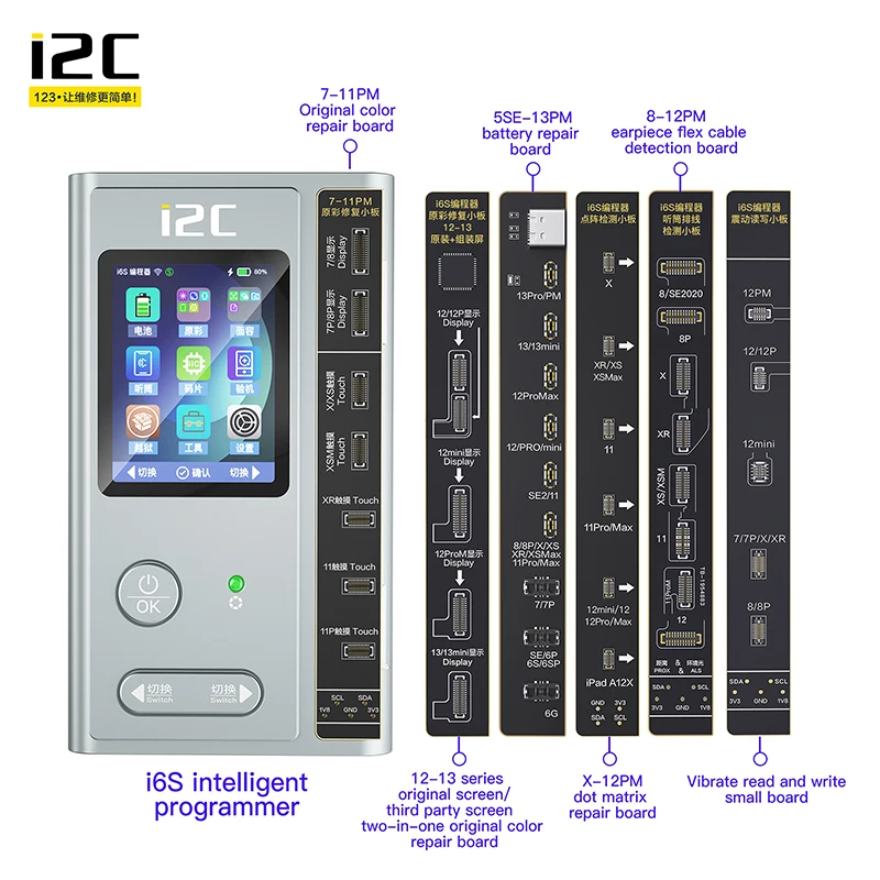 

I2C i6S ntelligent Programmer For iPhone 6-13 Pro Max Photosensitive Original Color Battery Fingerprint Dot Matrix Repair Tool