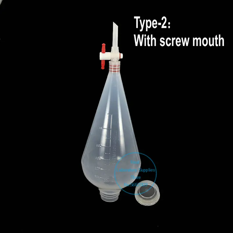 1PC lab 125ml 250ml 500ml 1000ml Pear-shaped Plastic Separatory PP funnel with PTFE Piston Laboratory Equipment