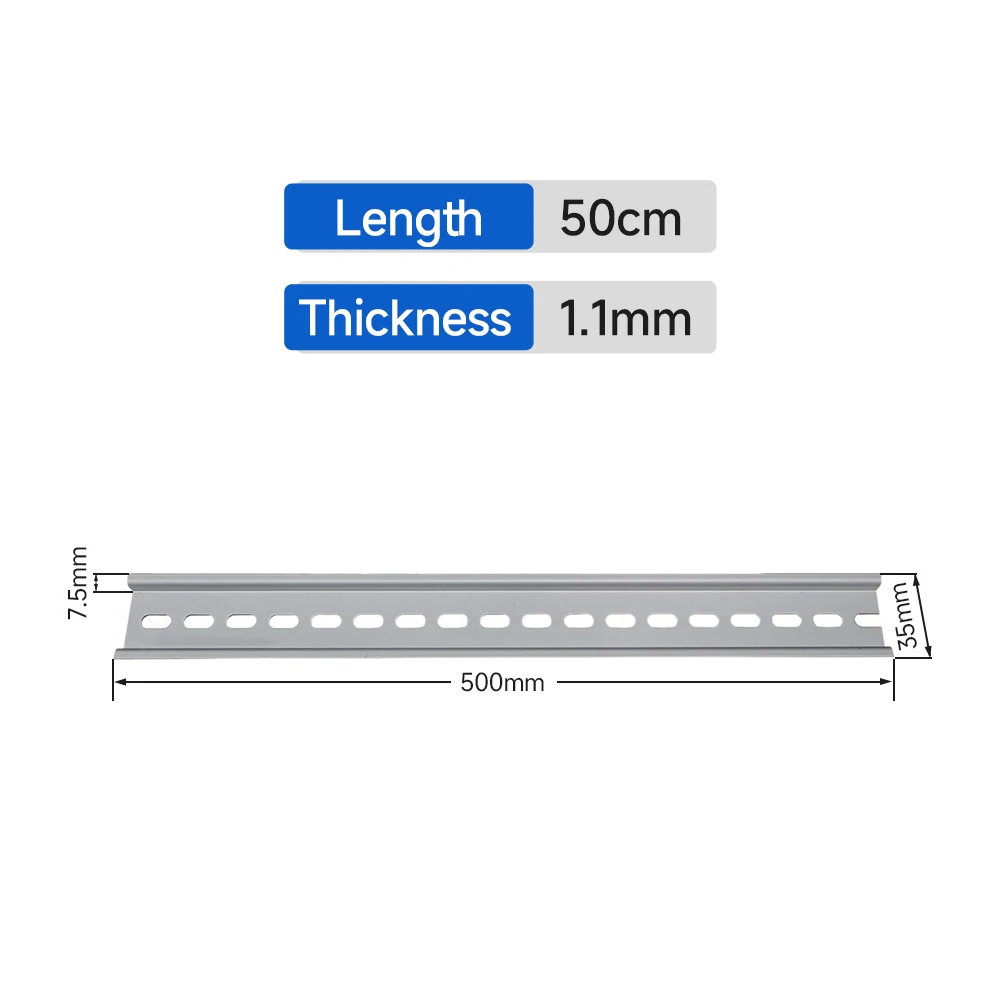 Universal 35mm Aluminum DIN Rail Mounting Rail - Adjustable Lengths, 1.1mm Thickness