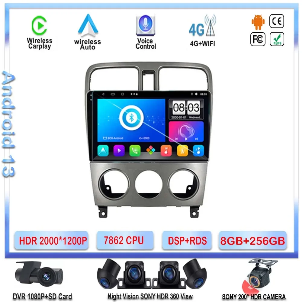 

7862 ЦП Android 13 для Subaru Forester SG 2002-2008 автомобильное радио DVD-навигация GPS стерео головное устройство мультимедийный плеер NO 2din BT