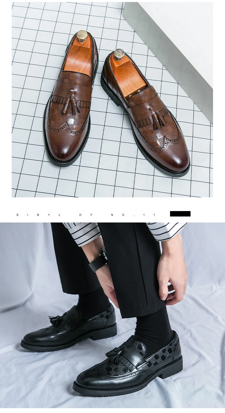 Luxus Männer Leder Schuhe Hohe Qualität männer Schuhe Mode Oxford Hochzeit Männer Kleid Quaste Faulenzer Gentleman Büro Party Schuhe – Detail 10