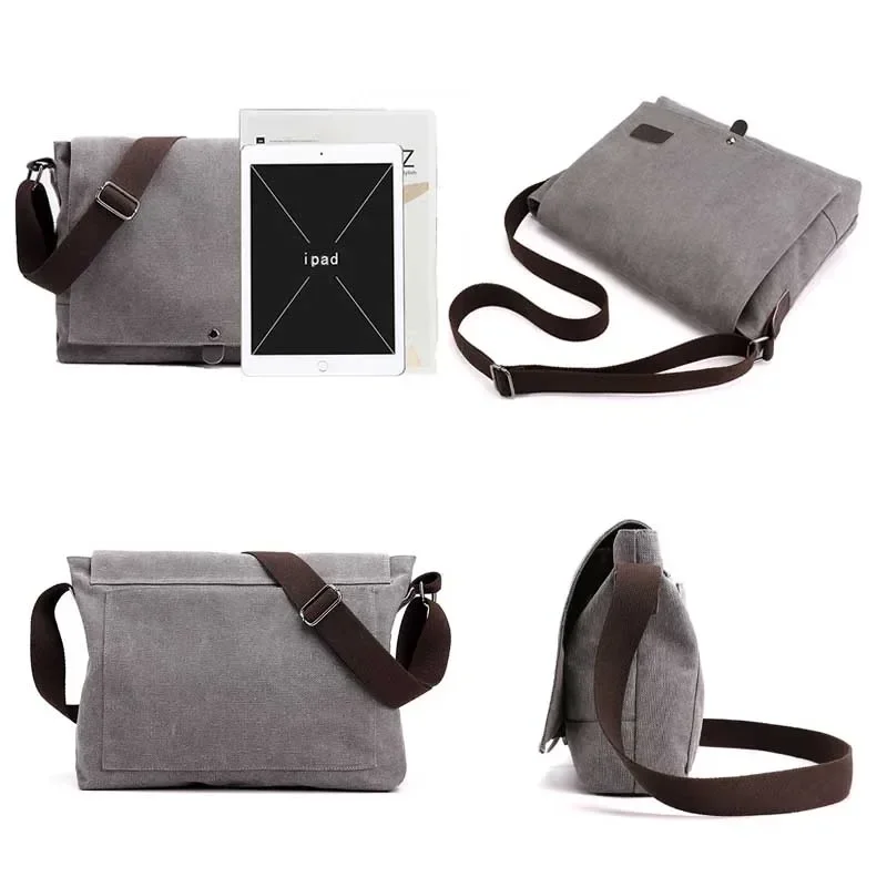 New Fashion Cross Body Bag New Men Canvas Crossbody Shoulder Messenger Bags Man Casual Solid Multi Function Portable Male Bag - 3
