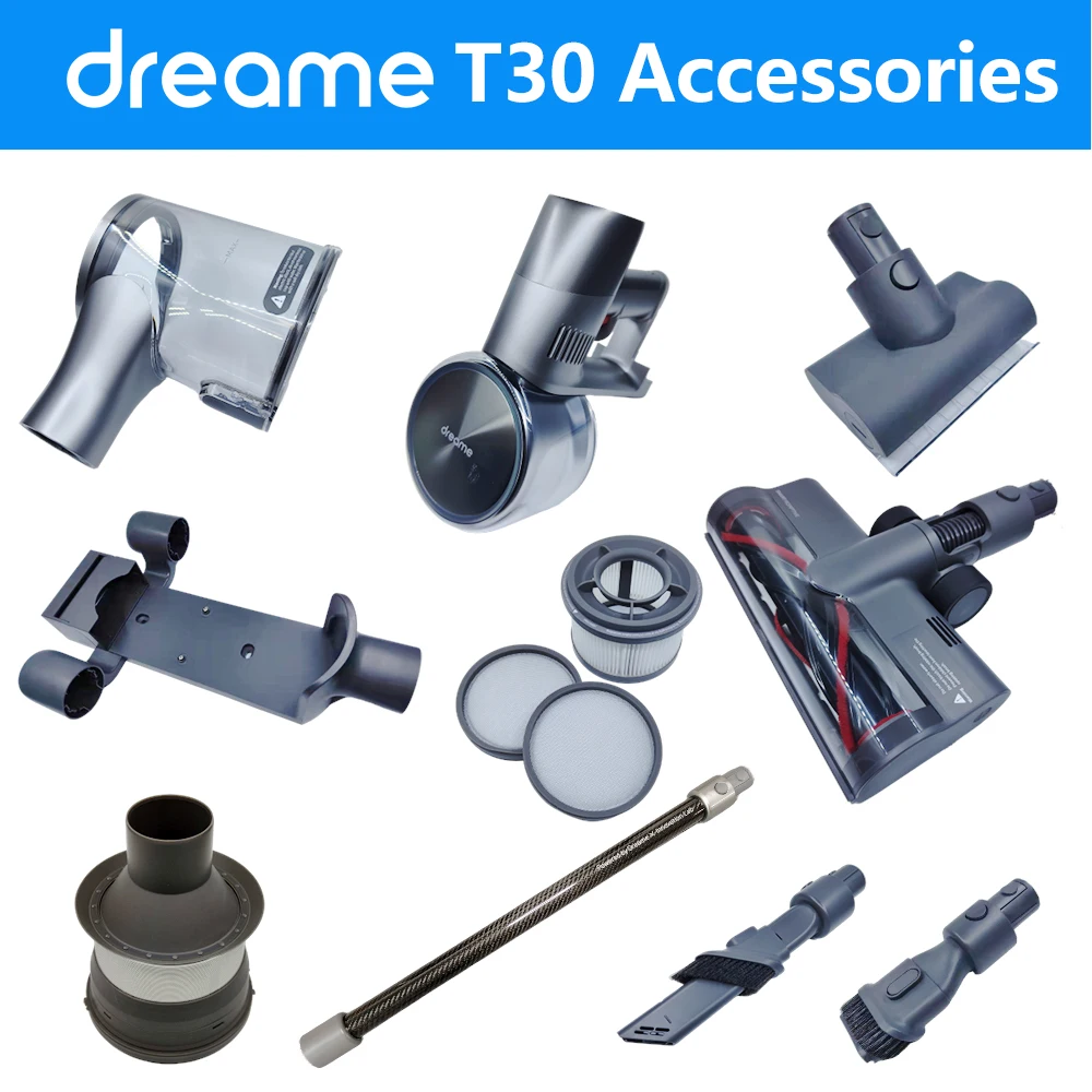 

Оригинальные аксессуары Dreame T30, HEPA фильтр, роликовая щетка двигателя, Пылезащитная трубка, основная щетка, база для зарядки