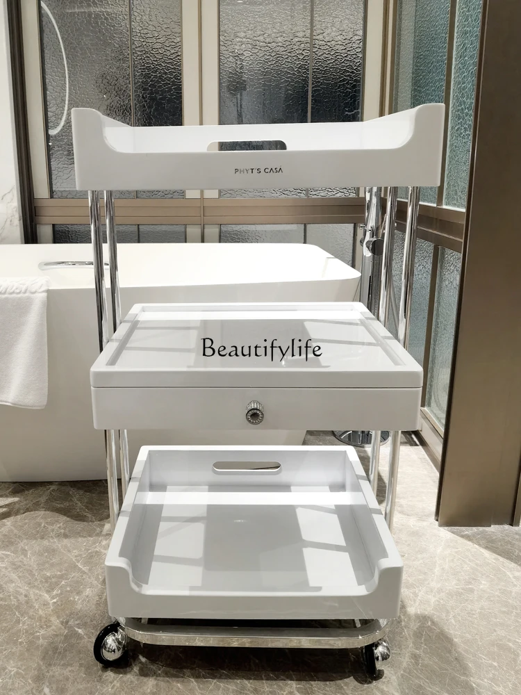 

Light Luxury Beauty Trolley Wooden Tools Beauty Salon Manicure Skin Management Special Shelf