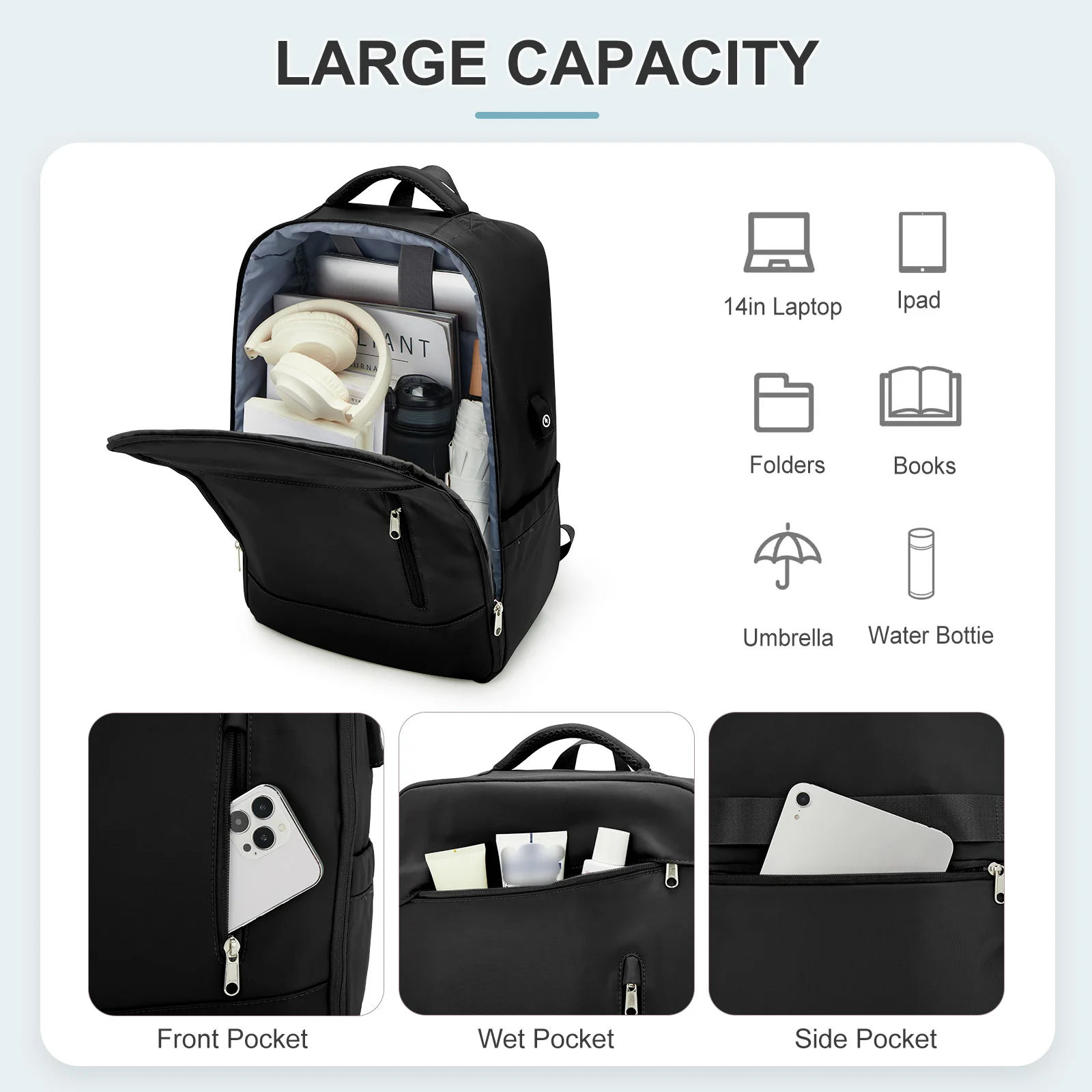 Men Women Plane Travel Backpack,15.6-inch Laptop Backpack Office Backpack, Cabin Business Bag Lightweight and Water-Repellent