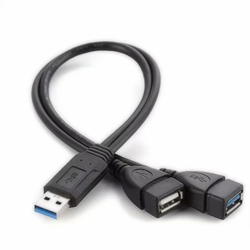 USB 2.0 Dual Female Data HUB Power Adapter Y Splitter Cable