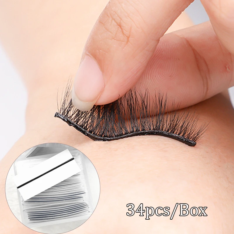 34 Pieces/box Reusable Selfadhesive Gluefree Eyelash Glue Strip False Eyelashes Makeup Tools
