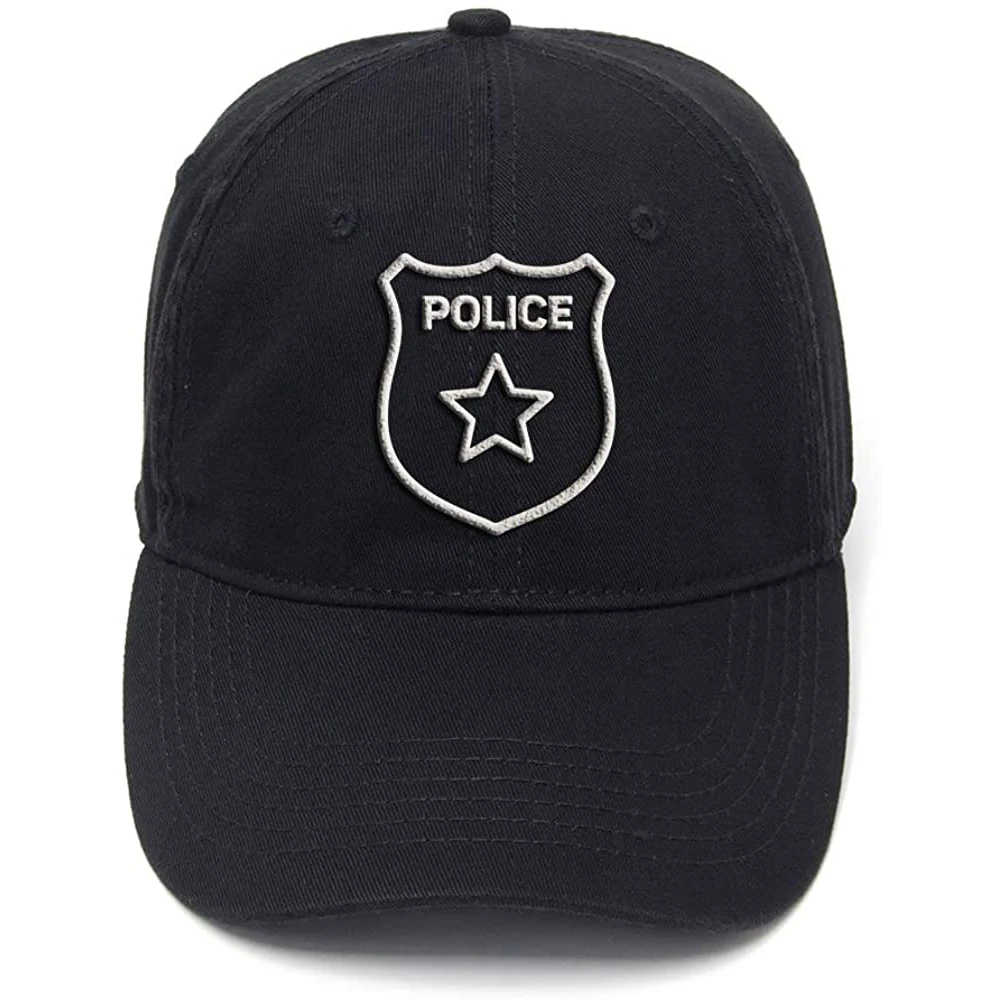 

Lyprerazy Police Badge Washed Cotton Adjustable Men Women Unisex Hip Hop Cool Flock Printing Baseball Cap