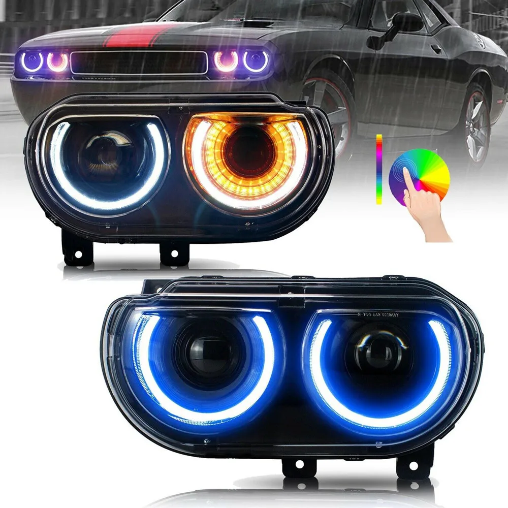 車の RGB Led ヘッドライトダッジチャレンジャー 2008 2009 2010