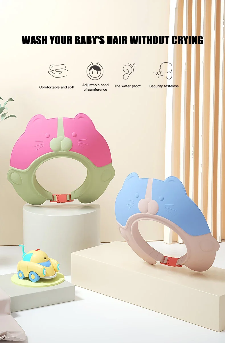 1PC Silicone Baby Shower Shampoo Waterproof Bath Cap to Prevent Water From Eyes and Ears Bath toy Size Can be Adjusted