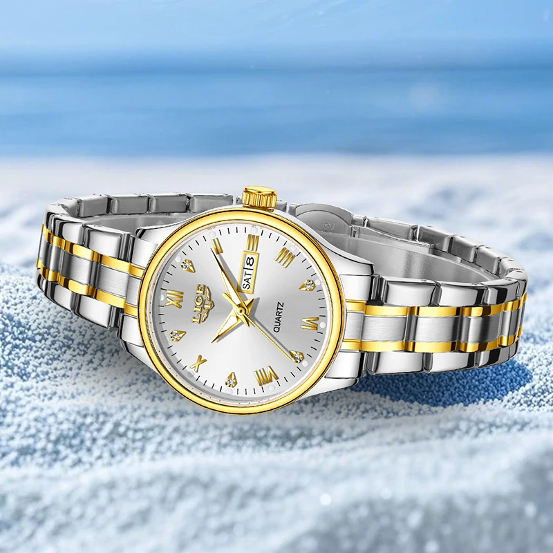 LIGE New Ladies Dress Watch Fashion Elegant Week Date Quartz Wristwatch For Women Outdoor Sport Waterproof Luminous Watch Women