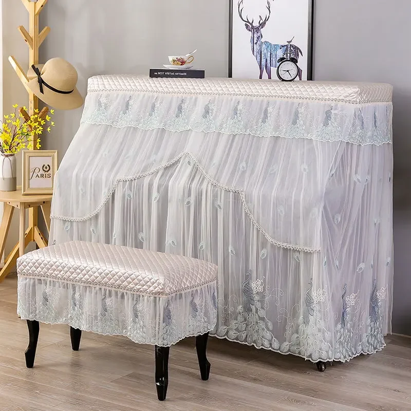 

1piece New European Style Beautiful Piano Cover Modern Minimalist Piano Bench Cover Household Lace Dust Cover Cloth