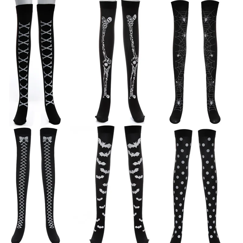 Halloween Party Skeleton Bat Spider Web Stocking Ghost Festival Prom Horror Dress Up Dance Party Stockings for Women
