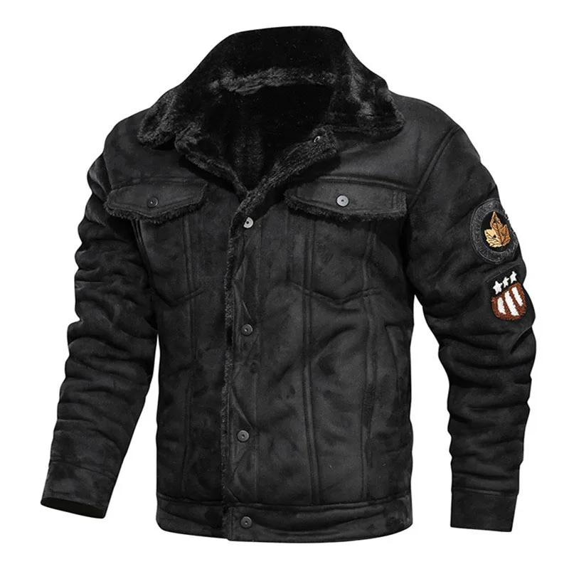 

Winter Male Overcoat Mens Jackets and Coats Retro Style Suede Leather Jacket Men Motorcycle Jacket Fleece Lined Warm Coat MY316