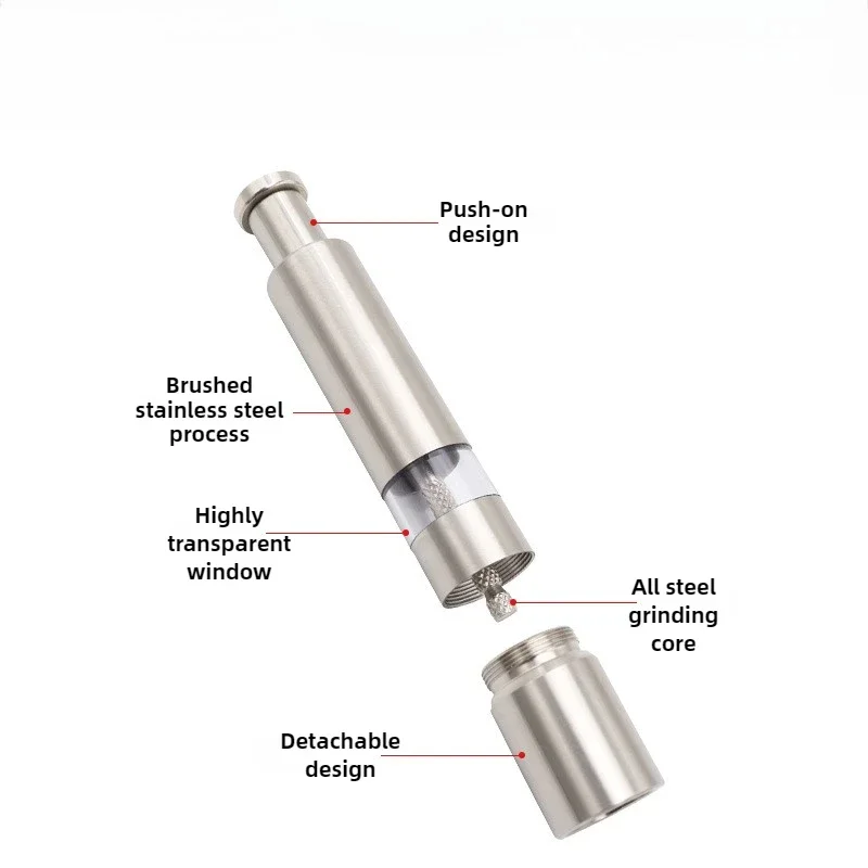 Premium Stainless Steel Manual Spice Grinder-Adjustable Salt & Pepper Mill with Ceramic Core, Durable Kitchen Tool