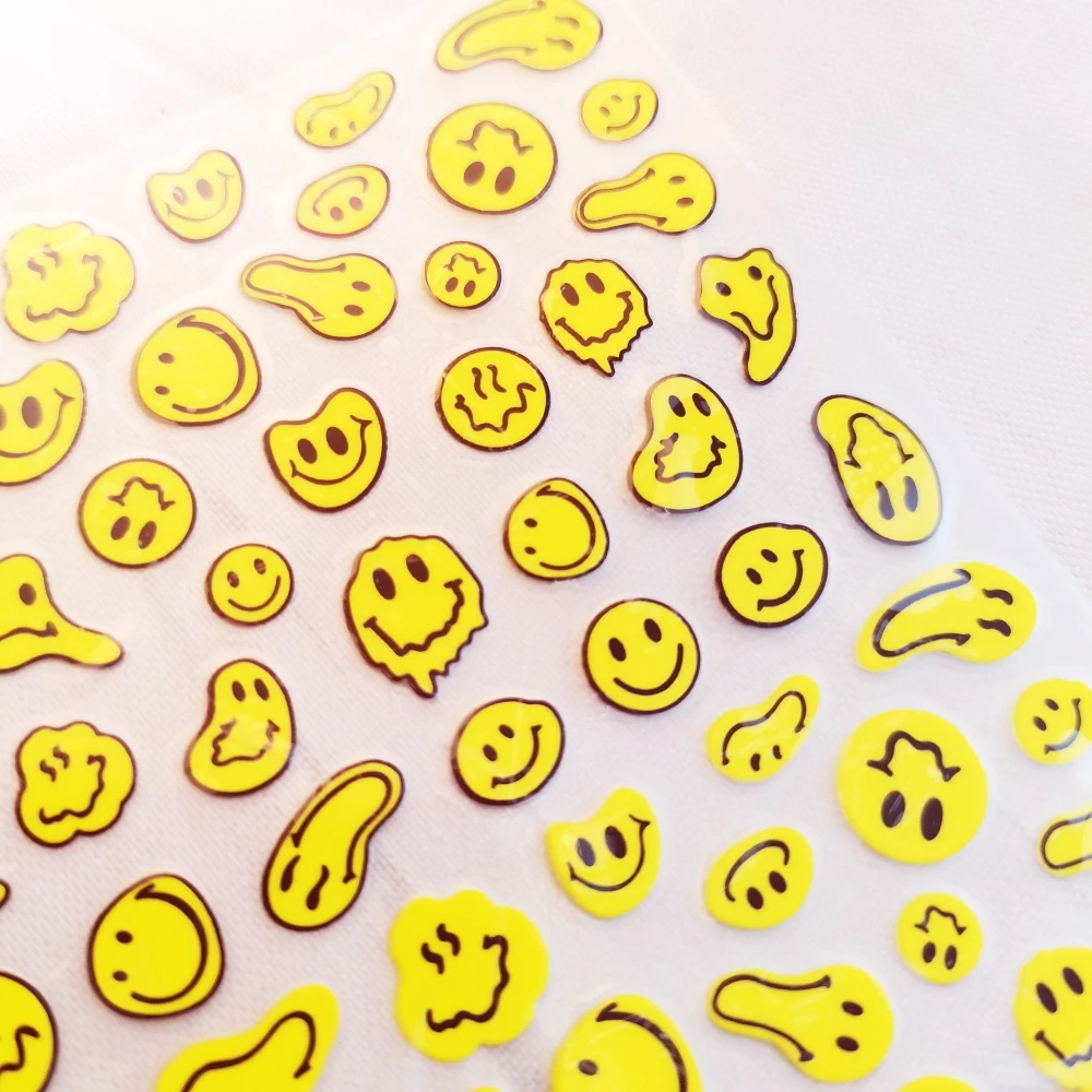 Nail Stickers Nail Decals 1 sheet Smiling Face Sunflower Nail Art Stickers