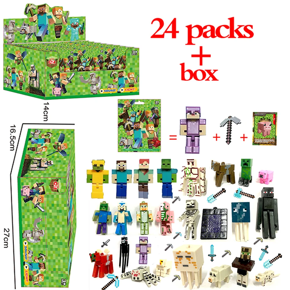 2-24pcs Anime Minecraft Blind Box Figure Action Figurine Doll Kits Collection PVC Model Toy Wholesale children Birthday Gift