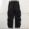 High Street Hip Hop Fashion Black Almond Pocket Casual Pants Drawstring Loose Men Best Quality Straight Leg Pants 1