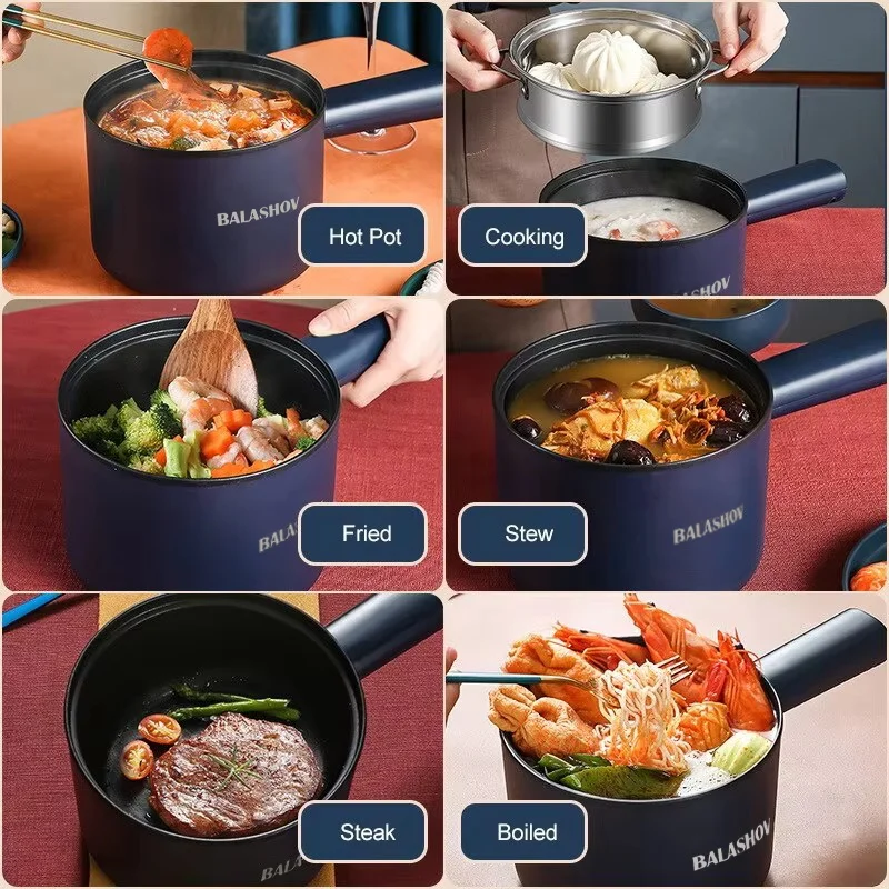 Mini Electric Cooker Multi-Function All-In-One Pot Double Layer Household Noodle Cooker Non-Stick Hot Pot Kitchen Tool 5