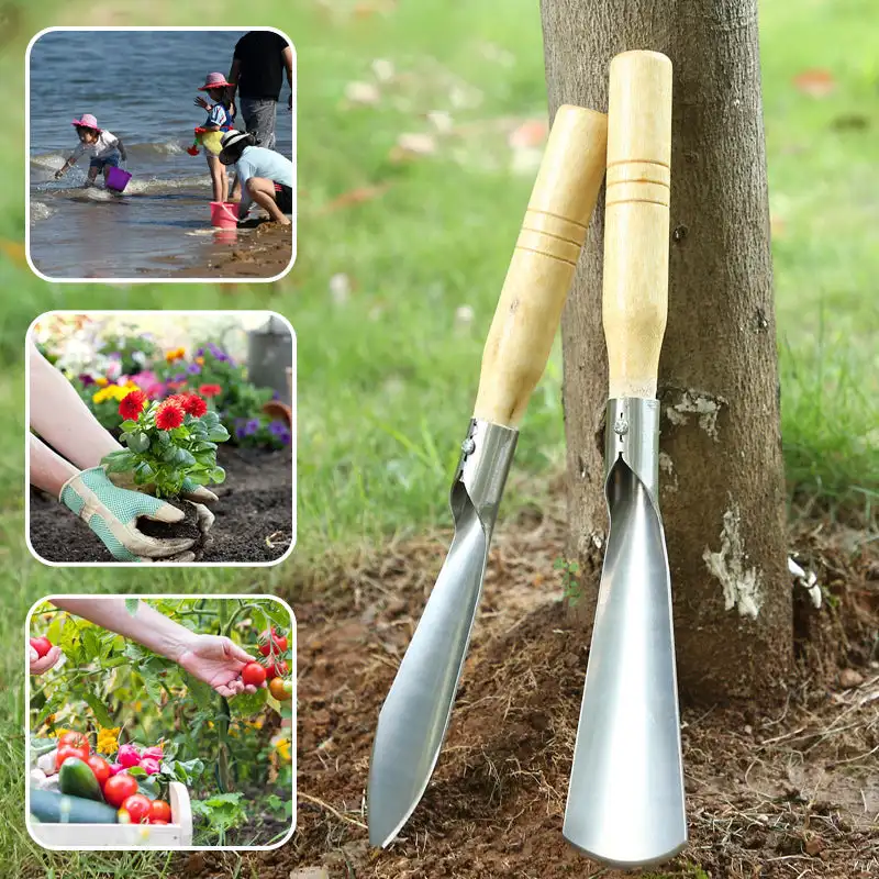 Stainless Steel Gardening Shovel Flower Planting Shovel Garden Wooden Handle Home garden tools Small Home Spade