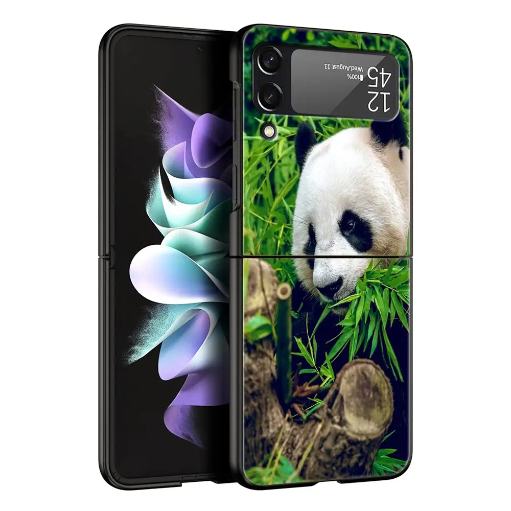 Luxury Black Folding Phone Case with Fubao Panda Design