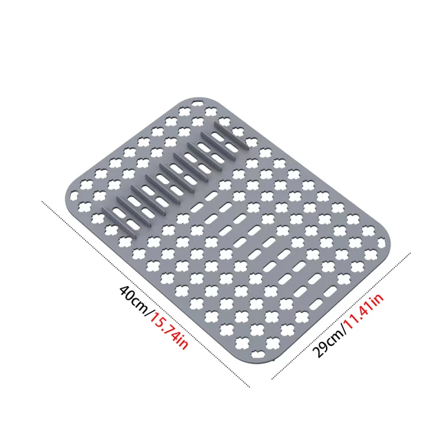 Silicone Patterned Draining Mat ,Dish Drying Mats for Kitchen Counter Heat  Resistant Mat Kitchen Gadgets Kitchen Accessories (12 x 16, BLACK) 