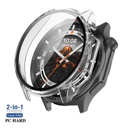 Premium Tempered Glass & PC Cover with Soft TPU Screen Protector - Universal Smartwatch Case Accessories for Oppo Watch X2 (PC clear)