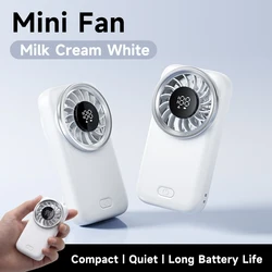 Compact Rechargeable Handheld Fan - Whisper - Quiet Personal Cooling for Home, Office & Travel (WHITE)