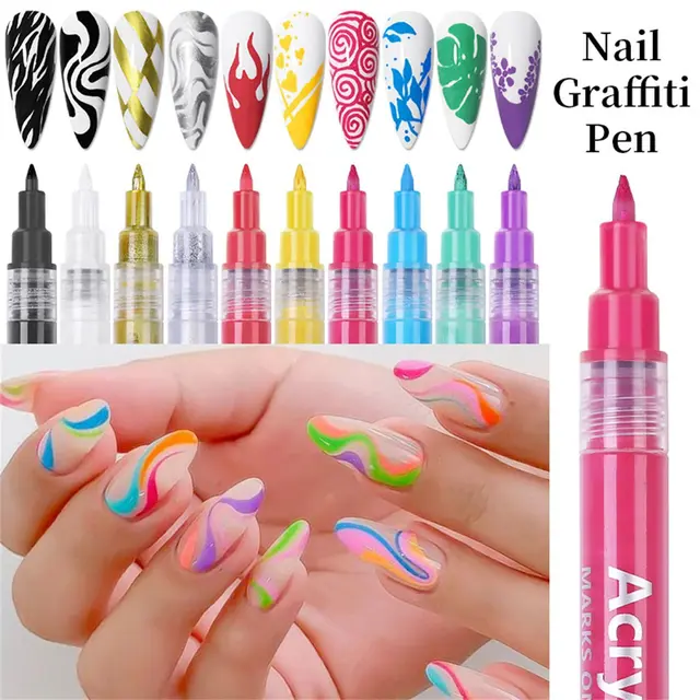 24/36 Colors Nail Art Graffiti Pens Waterproof Drawing Set - Temu