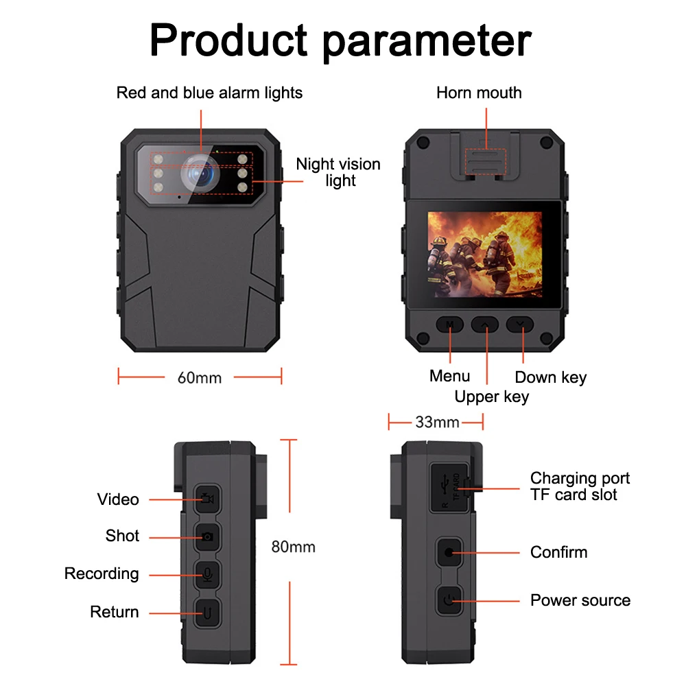 Mini Body Camera Full HD 4K Body Camera Portable Night Vision Video Recorder Police Camera Law Enforcement Recorder DV BodyCam