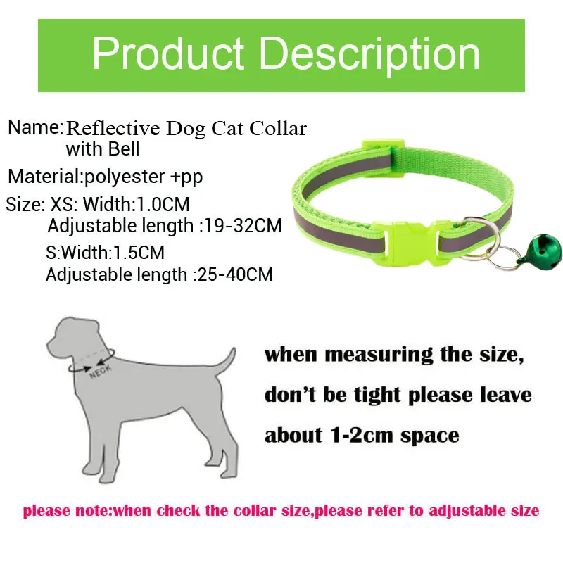 Reflective Cat Collar Safety Buckle with Bell Breakaway Pet Small Dog Collier Chain Necklace Personalized for Gatos Kitten Perro 5