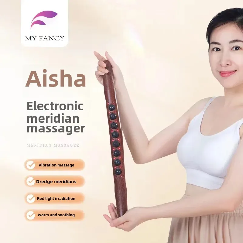 Japanese Style Acupoint Electro-Massage Stick Cypress Wood Therapy Full SPA Cervical Spine Shock Massage Muscle Film Beauty Devi