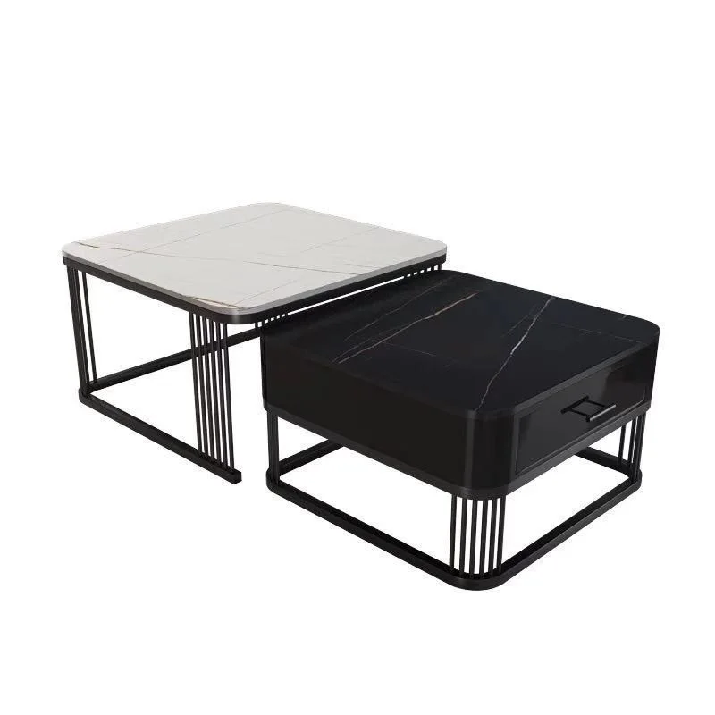 New design marble box coffee table for home use travertine coffee table stainless steel