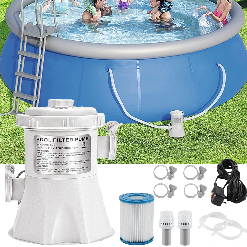 ปั๊มกรองสระว่ายน้ํา 300GPH เหนือพื้นดินทําความสะอาดสระว่ายน้ําปั๊มน้ําไฟฟ้าปรับปรุงการไหลเวียนของสหภาพยุโรป US ปั๊มกรอง 1