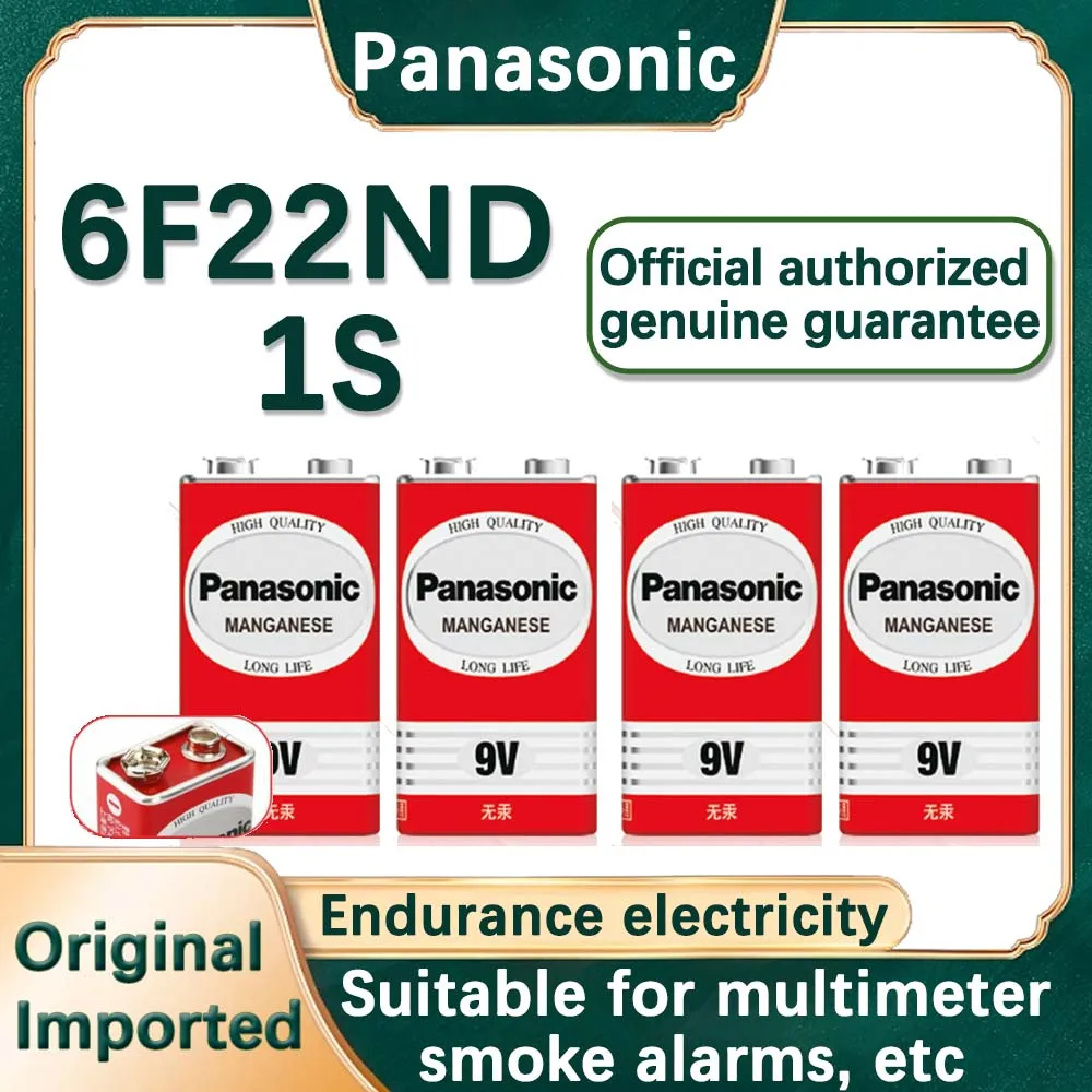 5PCS Panasonic 9V Alkaline Battery for Alarm Wireless Microphone