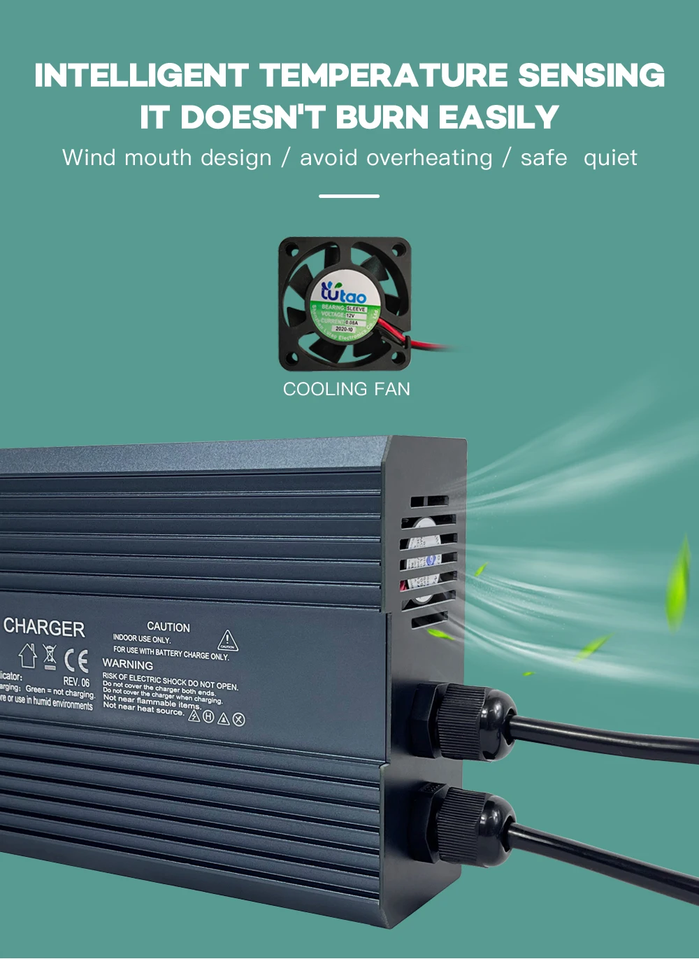 Yzpower 54,6 v 8a Lithium-Ladegerät 13s 48V Ladegerät Eingang 110-240VAC DC intelligentes Schnell laden mit Bildschirm – Detail 8