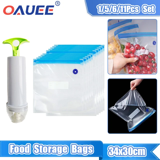 Vacuum bag sealer for food storage including 5 re-usable bags and
