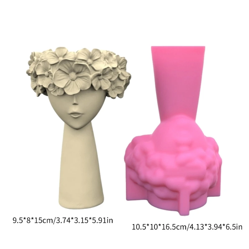 MXME 3D Girl Silicone Flower Pots Mold Concrete Candlesticks Pen Holder Molds Planter