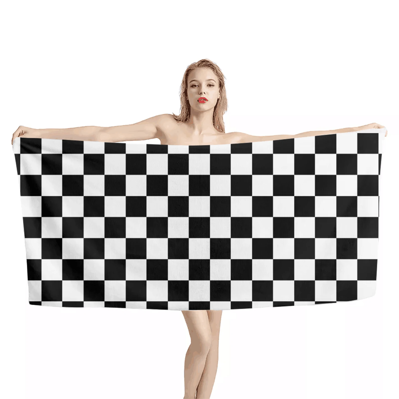 

Lattice Pattern Beach Towel Super Soft Absorbent Quick-drying Multifunctional Swimming Fitness Sports Bath Towel for Kids Adults
