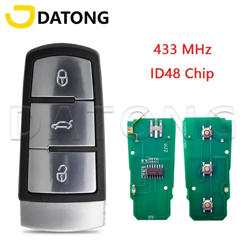 

Автомобильный Дистанционный ключ Datong World для VW Volkswagen Passat B6 3C B7 Magotan CC FCCID 3C0959752BA 434 МГц ID48 чип автоматический умный пустой