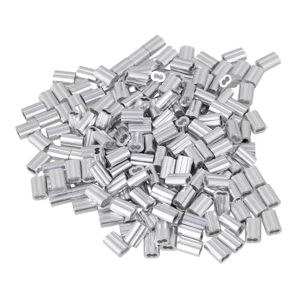 

1.5mm Double Ferrules Sliver Aluminum Crimping Loop Wire Rope Clip Sleeves Clamps for M1.5 Wire Rope Pack of 200