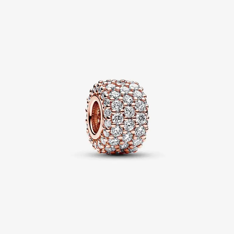 

Sparkling Pave Triple-row Charm 925 Sterling Silver beads Fits Original Pandora bracelets Jewelry Making 2023