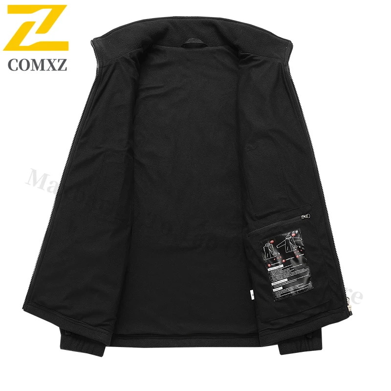 COMXZ Men's Electric Heated Polar Fleece Jacket Smart Temperature Control Winter Thermal Coat Outdoor Windproof Warming Wear
